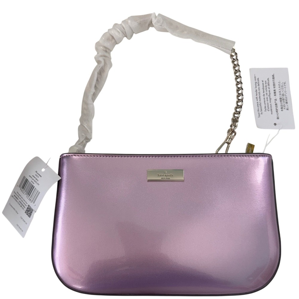 Kate Spade Quartz Pink Metallic Patent Lilly Pochette Y2K Mini‎ Shoulder Bag NEW